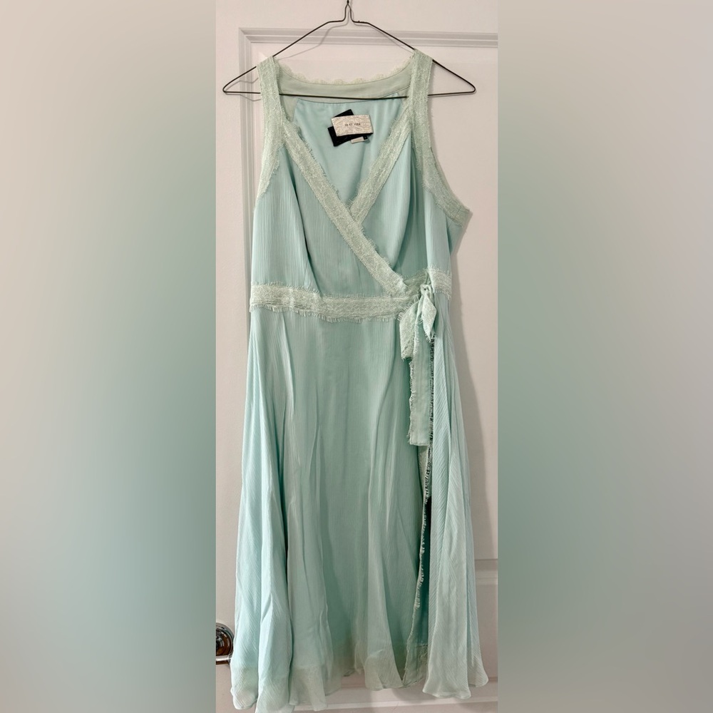 Va et Vien for BHLDN Blue Midi Dress with Lace Trim